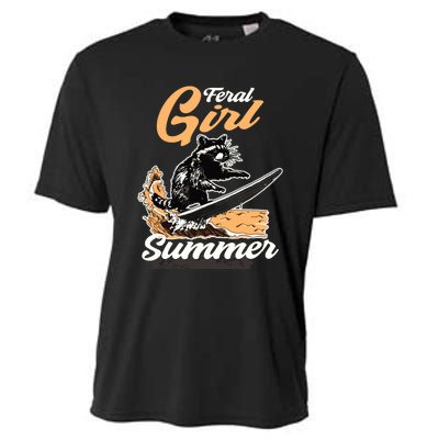 Vintage Feral Girl Summer Racoon Cooling Performance Crew T-Shirt