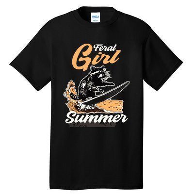 Vintage Feral Girl Summer Racoon Tall T-Shirt