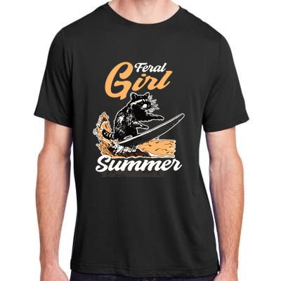 Vintage Feral Girl Summer Racoon Adult ChromaSoft Performance T-Shirt