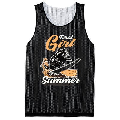 Vintage Feral Girl Summer Racoon Mesh Reversible Basketball Jersey Tank