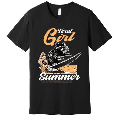 Vintage Feral Girl Summer Racoon Premium T-Shirt