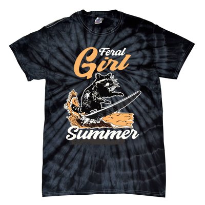 Vintage Feral Girl Summer Racoon Tie-Dye T-Shirt