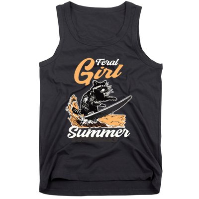 Vintage Feral Girl Summer Racoon Tank Top