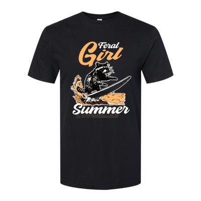 Vintage Feral Girl Summer Racoon Softstyle® CVC T-Shirt