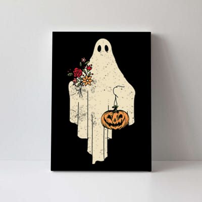 Vintage Floral Ghost Cute Halloween Costume Funny Graphic Canvas