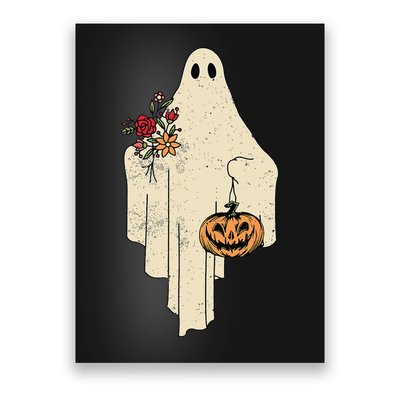 Vintage Floral Ghost Cute Halloween Costume Funny Graphic Poster