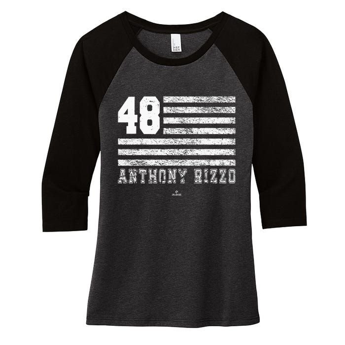 Vintage Flag Gameday Anthony Rizzo New York Women's Tri-Blend 3/4-Sleeve Raglan Shirt