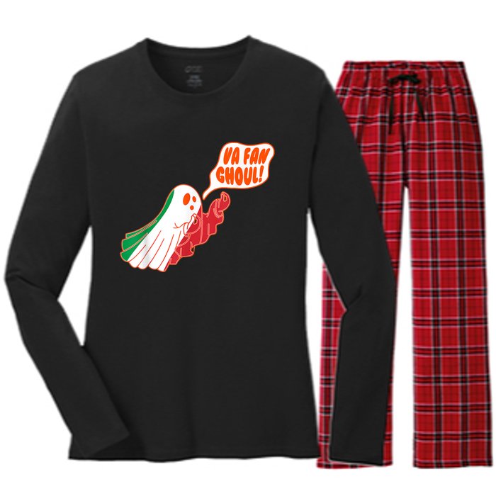 Va Fan Ghoul For Italian Funny Halloween Ghost Women's Long Sleeve Flannel Pajama Set 