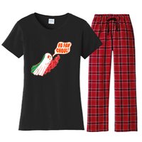 Va Fan Ghoul For Italian Funny Halloween Ghost Women's Flannel Pajama Set