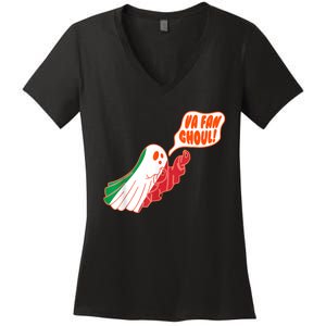 Va Fan Ghoul For Italian Funny Halloween Ghost Women's V-Neck T-Shirt