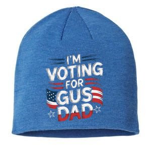 Voting For Gus Dad Vote Harris Walz Usa Patriotic Democrat Sustainable Beanie