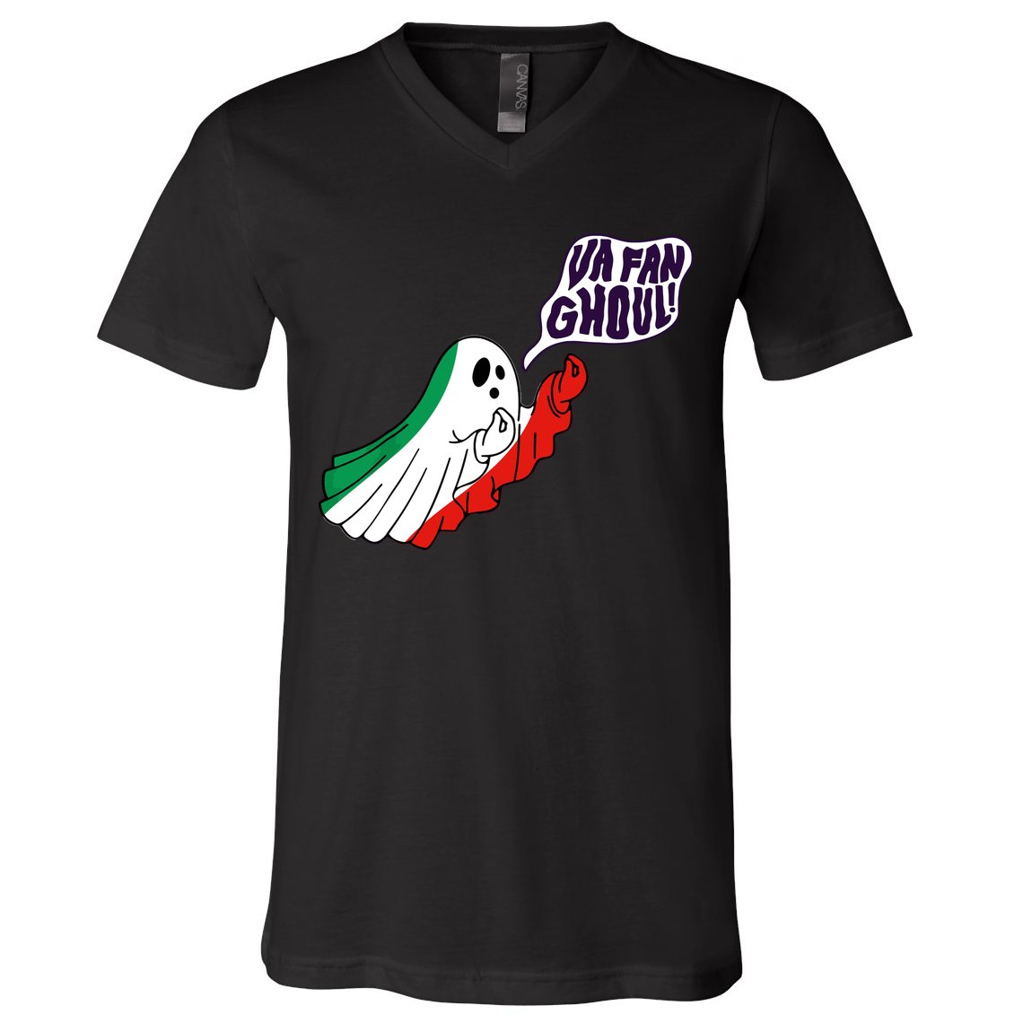 Va Fan Ghoul Italian Funny Halloween Ghost V-Neck T-Shirt