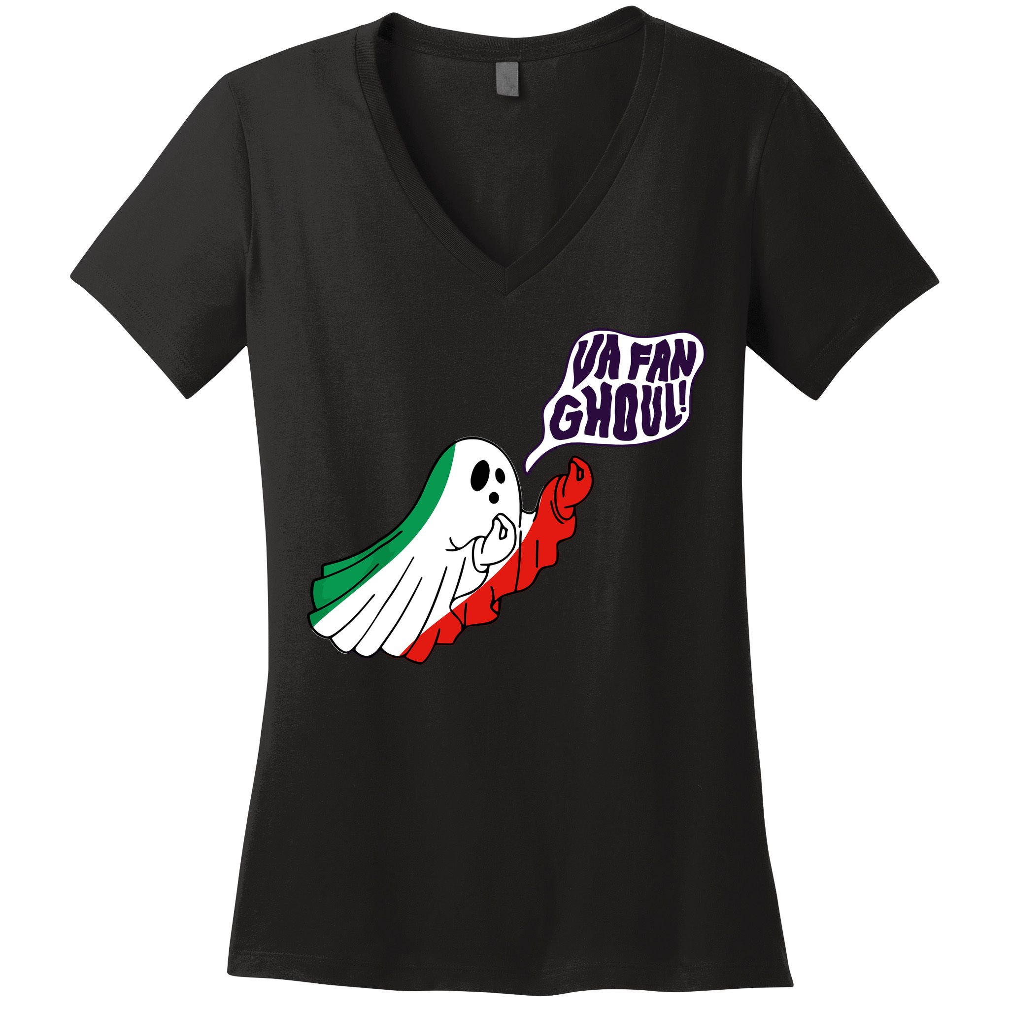 Va Fan Ghoul Italian Funny Halloween Ghost Women's V-Neck T-Shirt