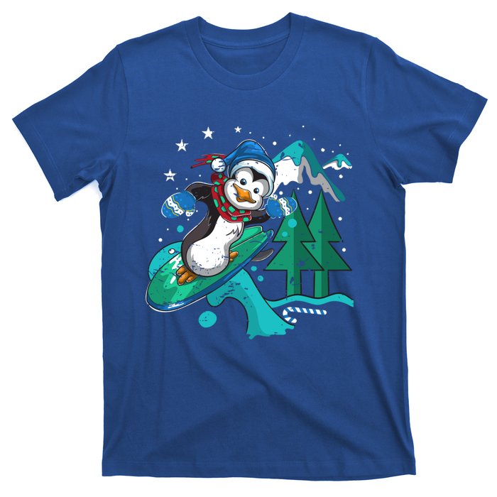 Vintage Funny Gift Cute Surfing Winter Christmas Penguin Gift T-Shirt