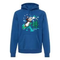 Vintage Funny Gift Cute Surfing Winter Christmas Penguin Gift Premium Hoodie