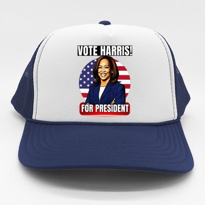 Vote For Harris 2024 Kamala Harris For President Election Trucker Hat