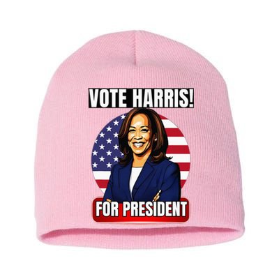 Vote For Harris 2024 Kamala Harris For President Election Short Acrylic Beanie