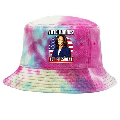 Vote For Harris 2024 Kamala Harris For President Election Tie-Dyed Bucket Hat