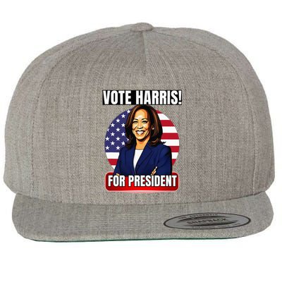 Vote For Harris 2024 Kamala Harris For President Election Wool Snapback Cap