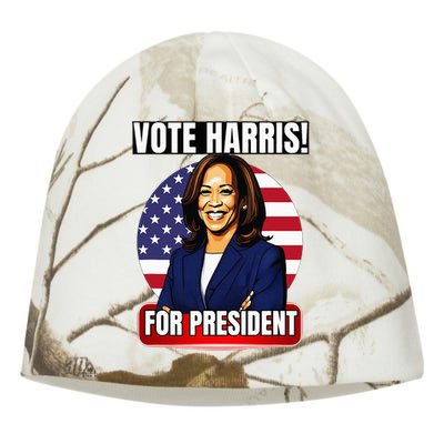 Vote For Harris 2024 Kamala Harris For President Election Kati - Camo Knit Beanie