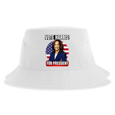 Vote For Harris 2024 Kamala Harris For President Election Sustainable Bucket Hat