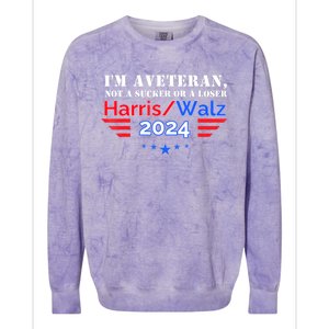 Veteran For Harris Walz For President 2024 Gift Colorblast Crewneck Sweatshirt