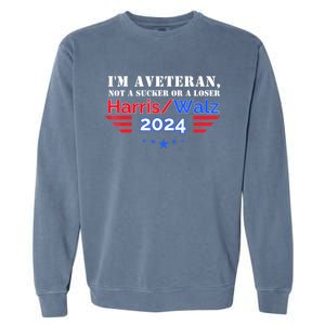 Veteran For Harris Walz For President 2024 Gift Garment-Dyed Sweatshirt