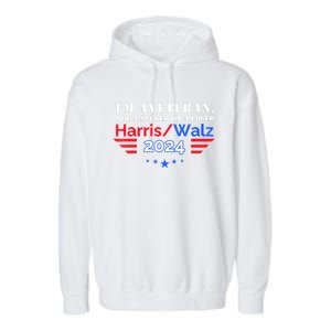 Veteran For Harris Walz For President 2024 Gift Garment-Dyed Fleece Hoodie