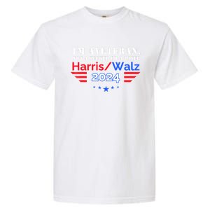 Veteran For Harris Walz For President 2024 Gift Garment-Dyed Heavyweight T-Shirt