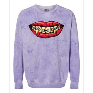 Vampire Fangs Halloween Dentist Orthodontic Braces Gift Colorblast Crewneck Sweatshirt