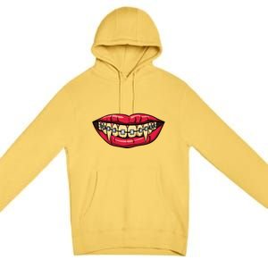 Vampire Fangs Halloween Dentist Orthodontic Braces Gift Premium Pullover Hoodie