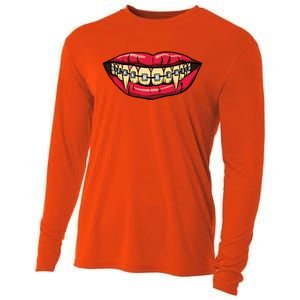 Vampire Fangs Halloween Dentist Orthodontic Braces Gift Cooling Performance Long Sleeve Crew