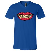 Vampire Fangs Halloween Dentist Orthodontic Braces Gift V-Neck T-Shirt