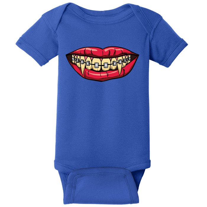 Vampire Fangs Halloween Dentist Orthodontic Braces Gift Baby Bodysuit