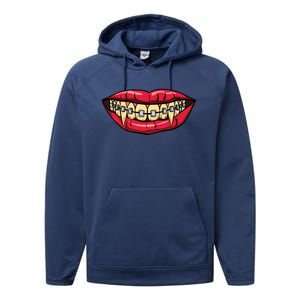 Vampire Fangs Halloween Dentist Orthodontic Braces Gift Performance Fleece Hoodie