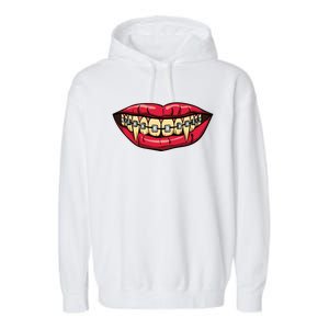 Vampire Fangs Halloween Dentist Orthodontic Braces Gift Garment-Dyed Fleece Hoodie