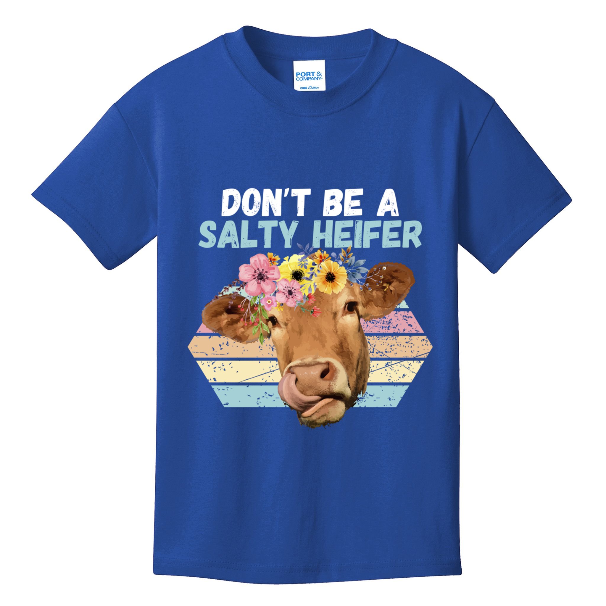 Vintage Farm Humour DonT Be A Salty Heifer Gift Idea Gift Kids T-Shirt