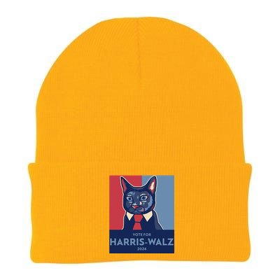 Vote For Harris Waltz 2024 Election Funny Cat Knit Cap Winter Beanie