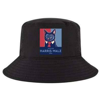 Vote For Harris Waltz 2024 Election Funny Cat Cool Comfort Performance Bucket Hat