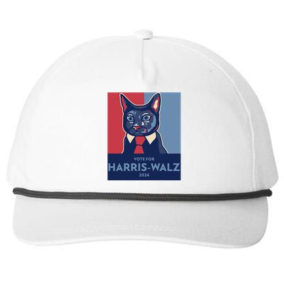 Vote For Harris Waltz 2024 Election Funny Cat Snapback Five-Panel Rope Hat