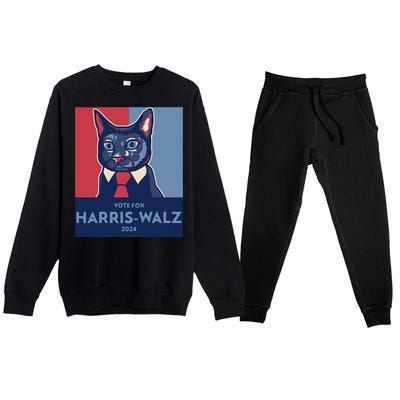 Vote For Harris Waltz 2024 Election Funny Cat Premium Crewneck Sweatsuit Set