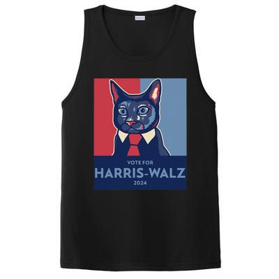 Vote For Harris Waltz 2024 Election Funny Cat PosiCharge Competitor Tank