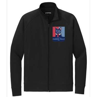 Vote For Harris Waltz 2024 Election Funny Cat Stretch Full-Zip Cadet Jacket