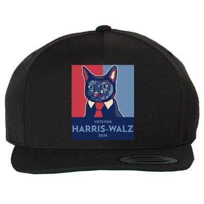 Vote For Harris Waltz 2024 Election Funny Cat Wool Snapback Cap