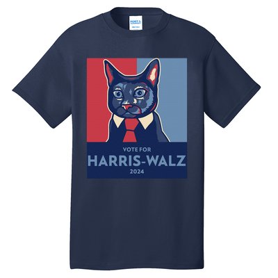 Vote For Harris Waltz 2024 Election Funny Cat Tall T-Shirt