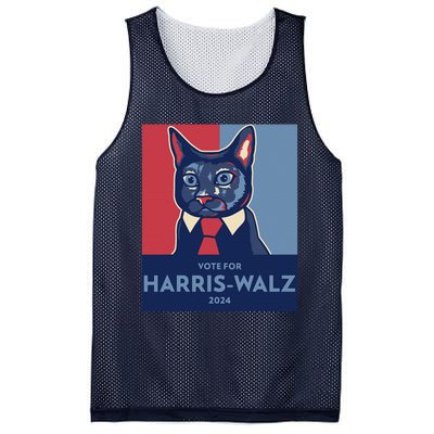 Vote For Harris Waltz 2024 Election Funny Cat Mesh Reversible Basketball Jersey Tank