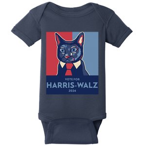 Vote For Harris Waltz 2024 Election Funny Cat Baby Bodysuit