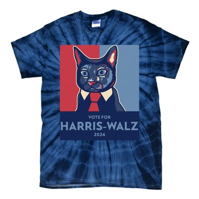 Vote For Harris Waltz 2024 Election Funny Cat Tie-Dye T-Shirt