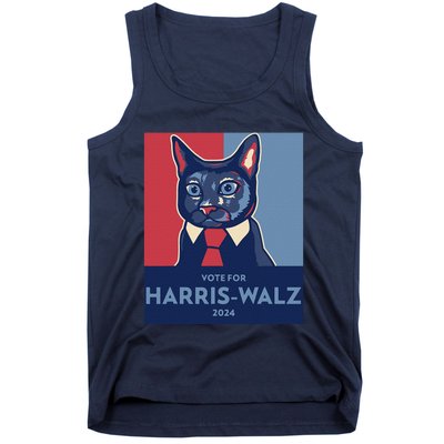 Vote For Harris Waltz 2024 Election Funny Cat Tank Top