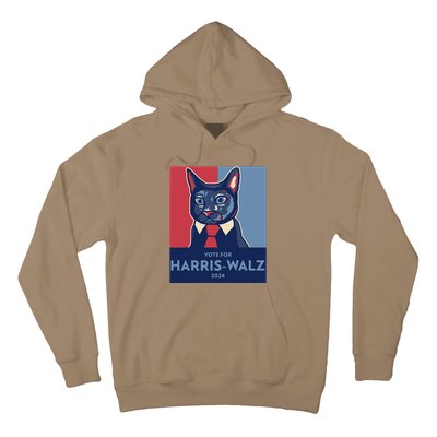 Vote For Harris Waltz 2024 Election Funny Cat Hoodie